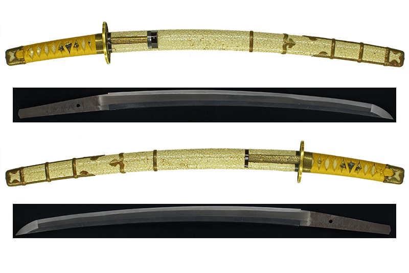 大小 特別保存刀剣 無銘伝了戒久信 二尺二寸九分 打刀拵入 特別保存刀剣 一貫斎義弘 一尺五寸四分 打刀拵入 - Photo 24