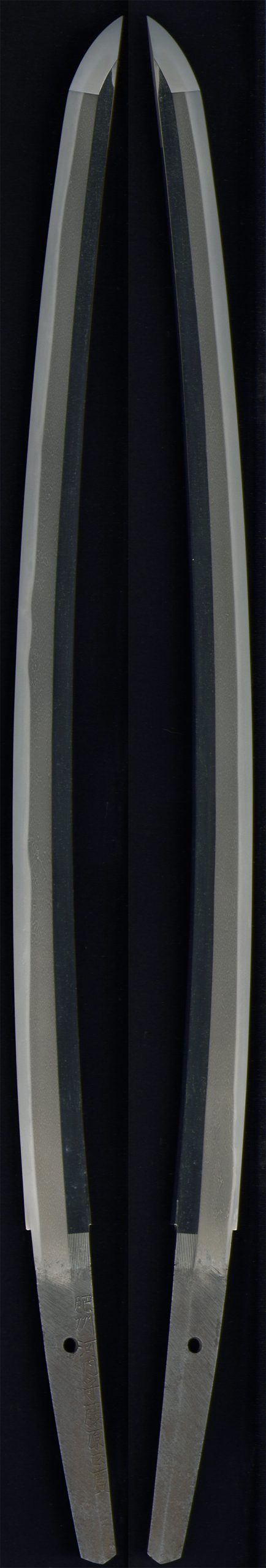 特別保存刀剣 肥前国河内守藤原正広 二尺三寸二分、一尺八寸二分 赤銅金具拵付、白鞘付 - Photo 21