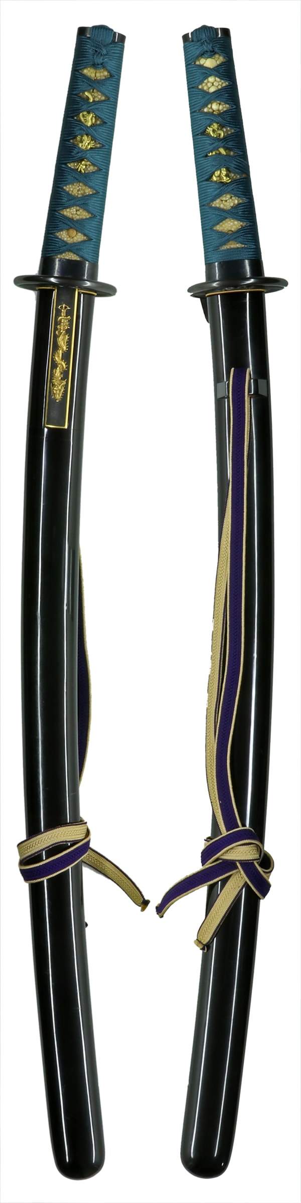 特別保存刀剣 肥前国河内守藤原正広 二尺三寸二分、一尺八寸二分 赤銅金具拵付、白鞘付 - Photo 22