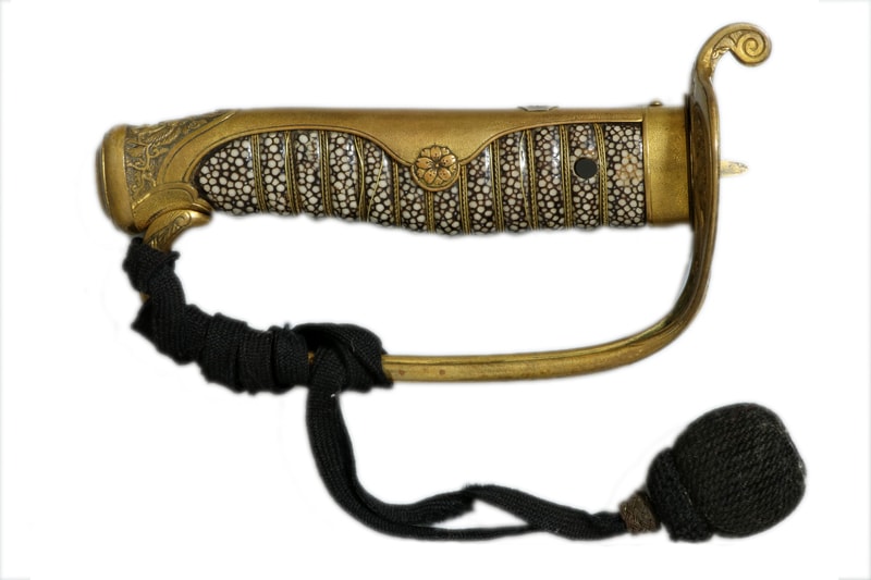 (02-1837)現代刀 明寿 二尺二寸六分 日本海軍尉官用サーベル型軍刀拵入 - Photo 22