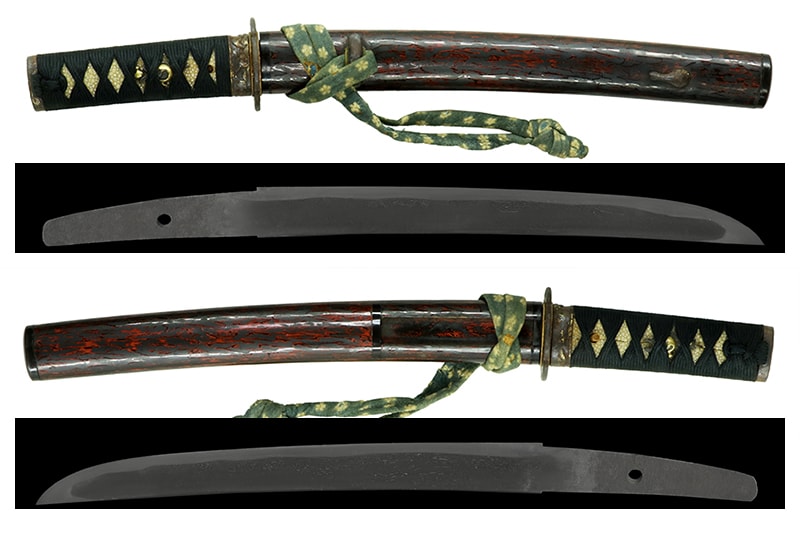 (04-1226) 新々刀 無銘 七寸五分 小刀拵(ちいさかたなこしらえ)、白鞘付 - Photo 3