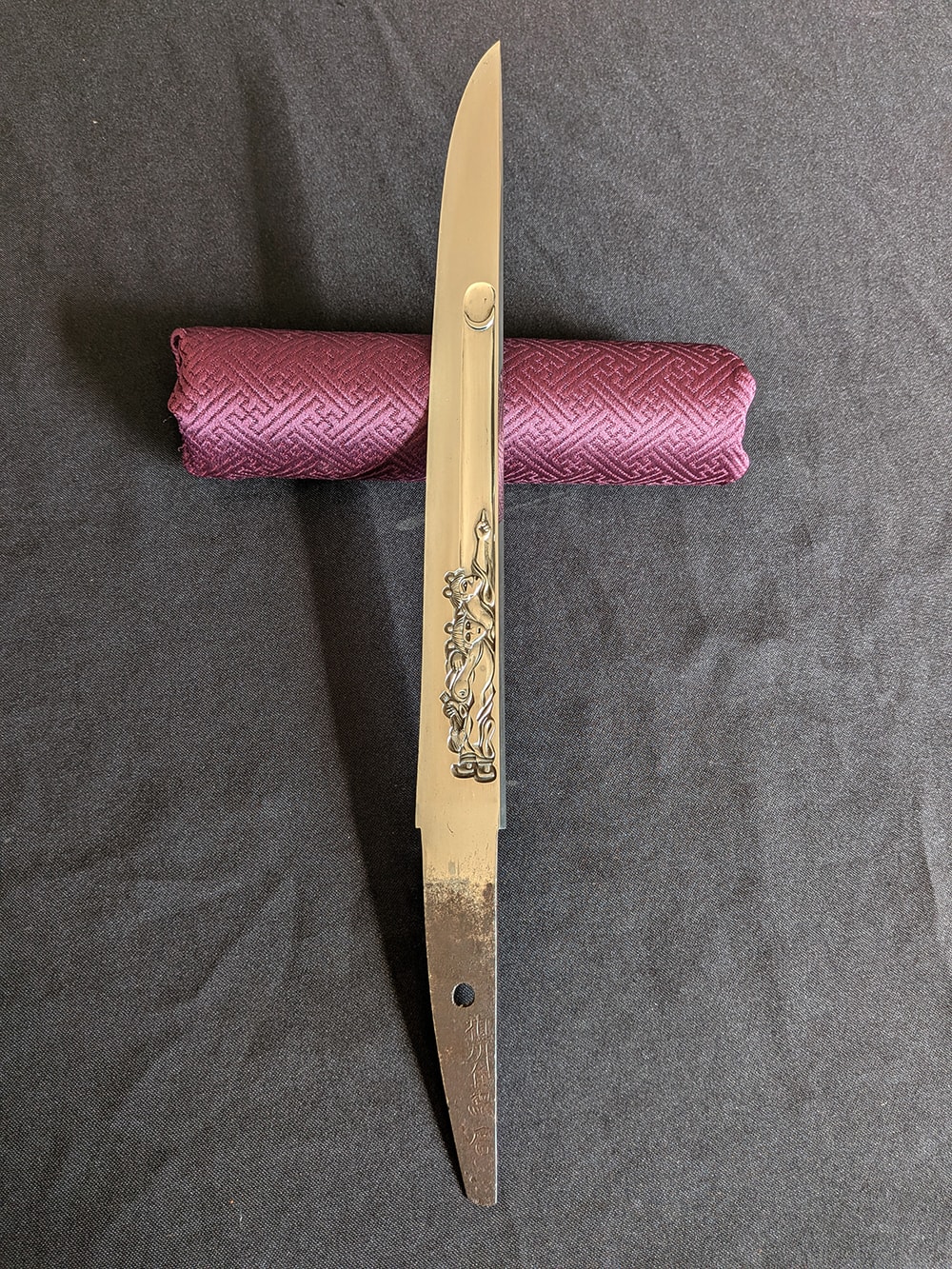 Soshu Tsunahiro tanto with rare horimono - Photo 7