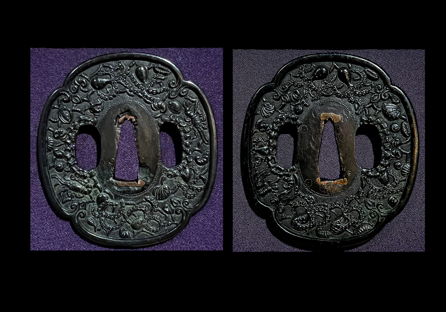 BEAUTIFUL KO-KINKÔ JÛYÔ TSUBA 古金工鐔 110324 - Photo 2