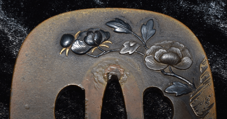 Mito Kinko shishi & Peony tsuba with nthk certificate - Photo 8