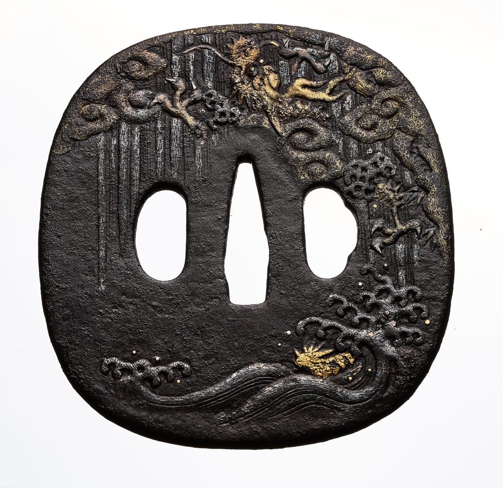 Antique Japanese Dragon Jakushi Katana Tsuba