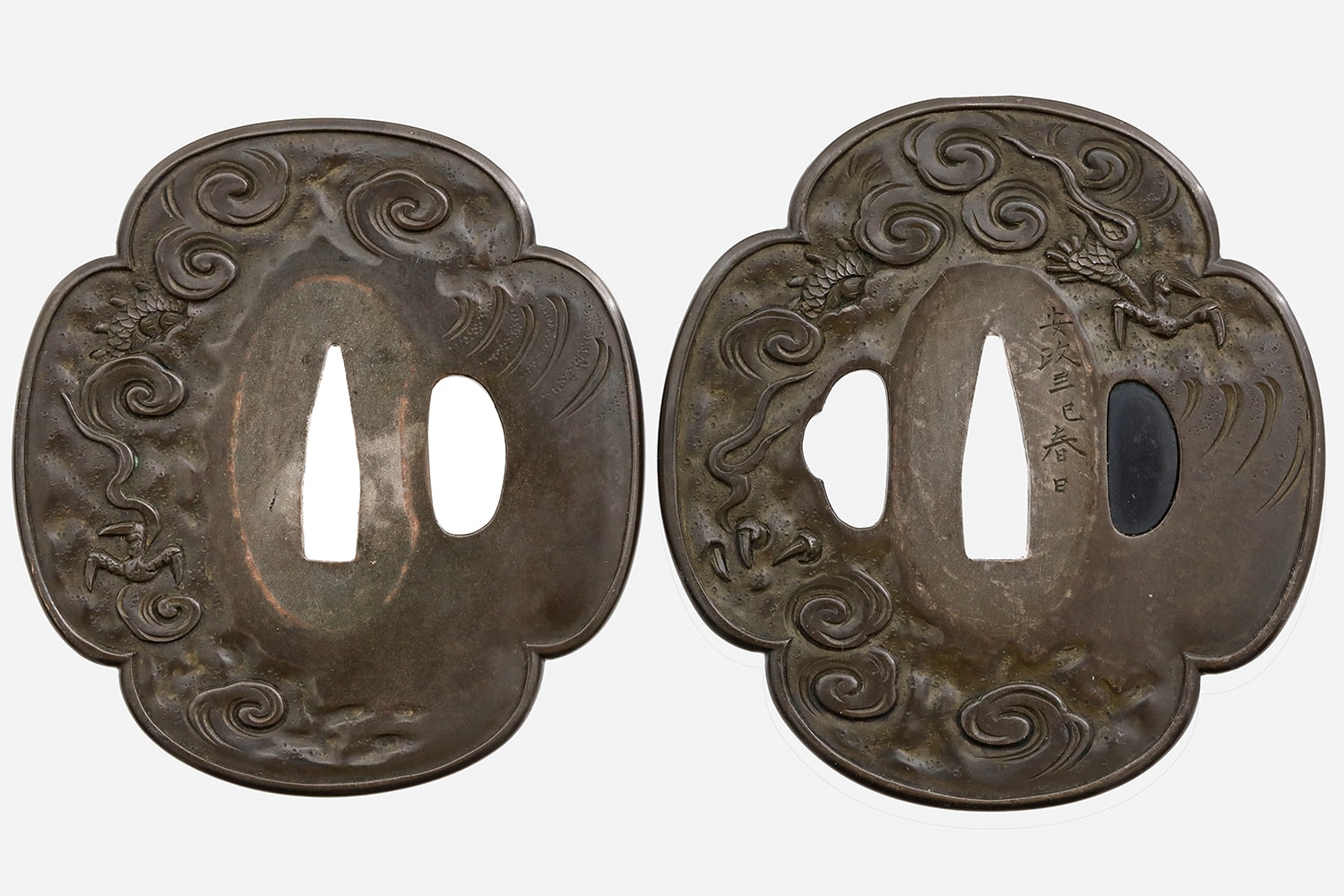 A lovely Shibuichi Dragon and shishi dog Daisho with koto katana and Wakizashi - Photo 10