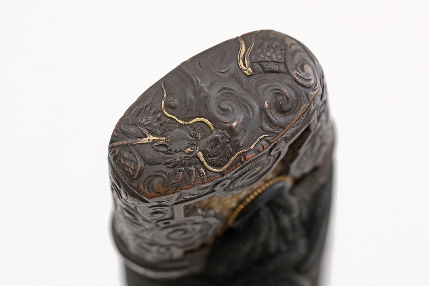 A lovely Shibuichi Dragon and shishi dog Daisho with koto katana and Wakizashi - Photo 21