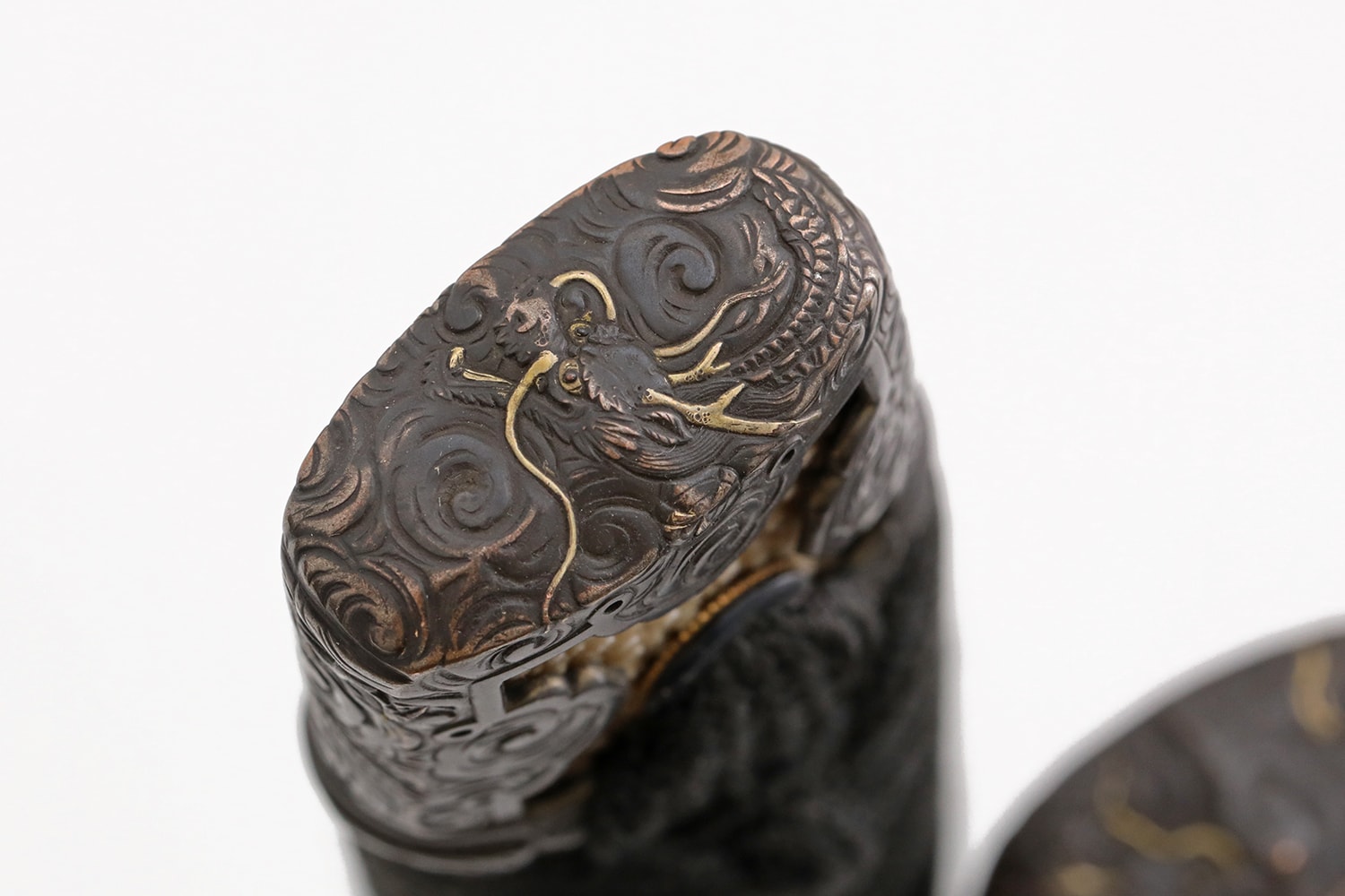 A lovely Shibuichi Dragon and shishi dog Daisho with koto katana and Wakizashi - Photo 20