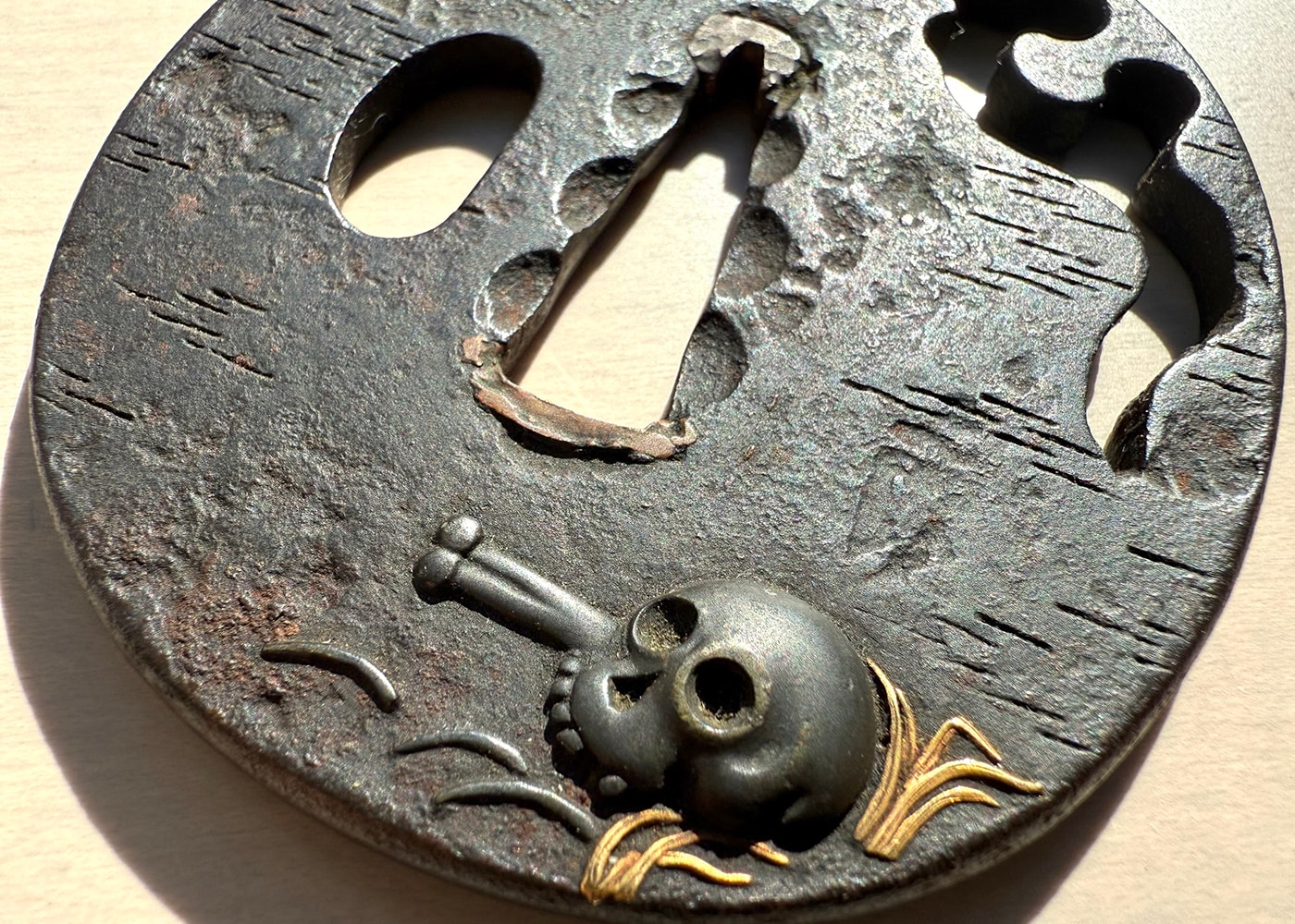 Edo period Nozarashi Tsuba of exceptional Quality - Nihonto Art - Photo 7