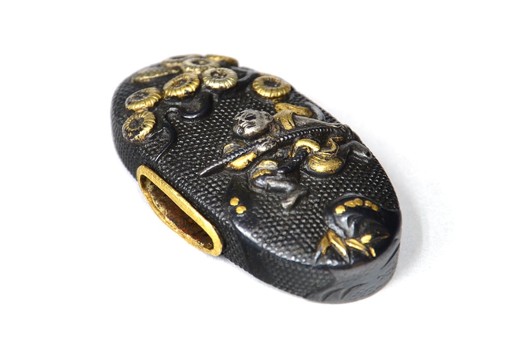 決闘図縁頭 無銘Mumei 14-070 - Photo 21