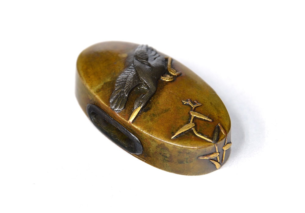 鷺図縁頭 無銘Mumei 14-073 - Photo 21