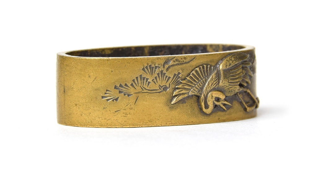 宣徳地鶴図縁頭 無銘Mumei 14-077 - Photo 21