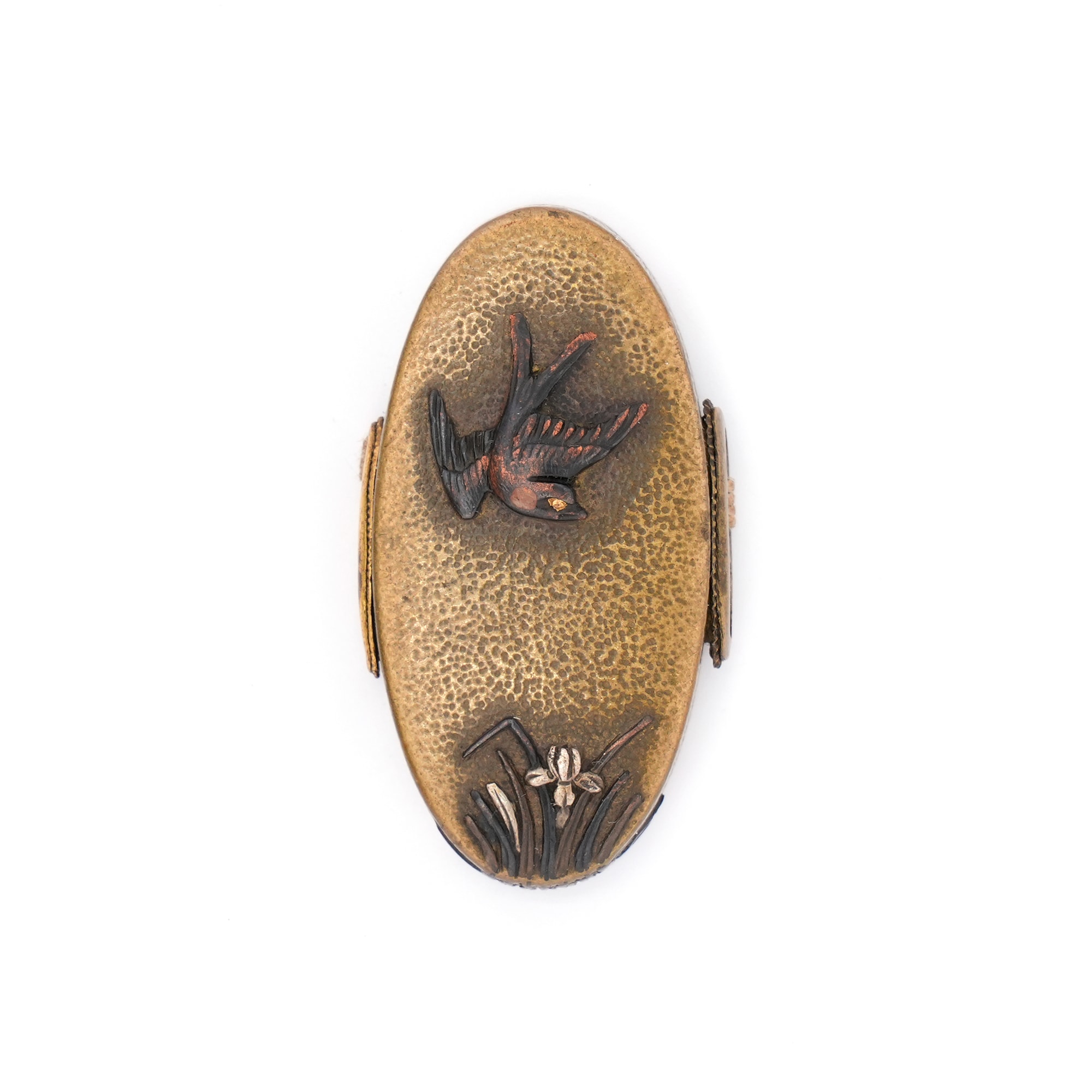 川辺に燕図縁頭 無銘Mumei 14-233 - Photo 21