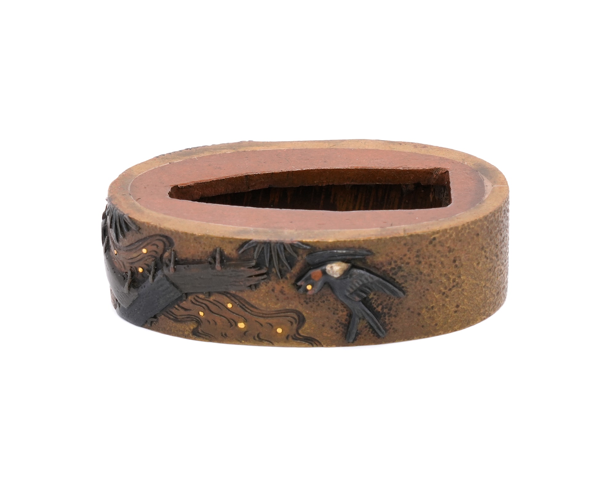 川辺に燕図縁頭 無銘Mumei 14-233 - Photo 23