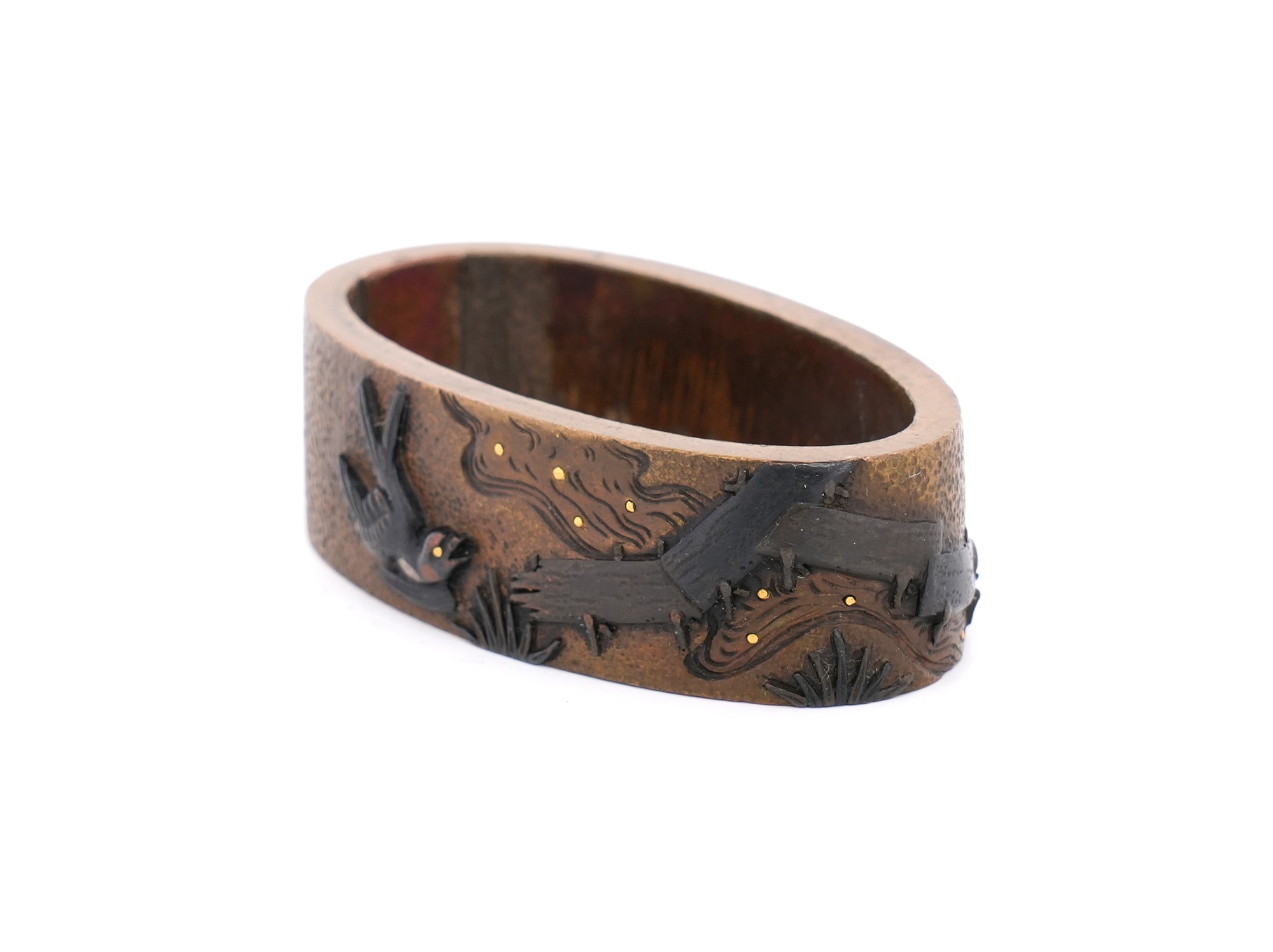 川辺に燕図縁頭 無銘Mumei 14-233 - Photo 26