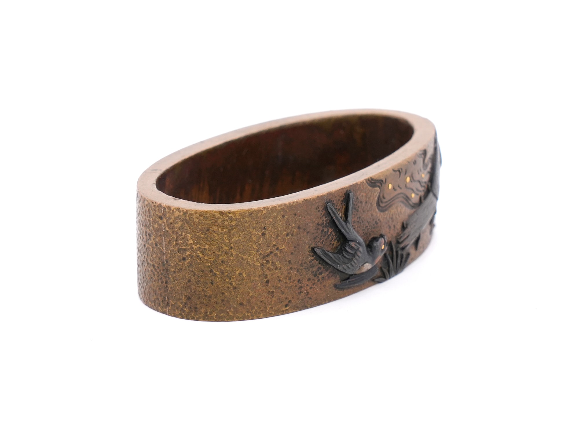 川辺に燕図縁頭 無銘Mumei 14-233 - Photo 32