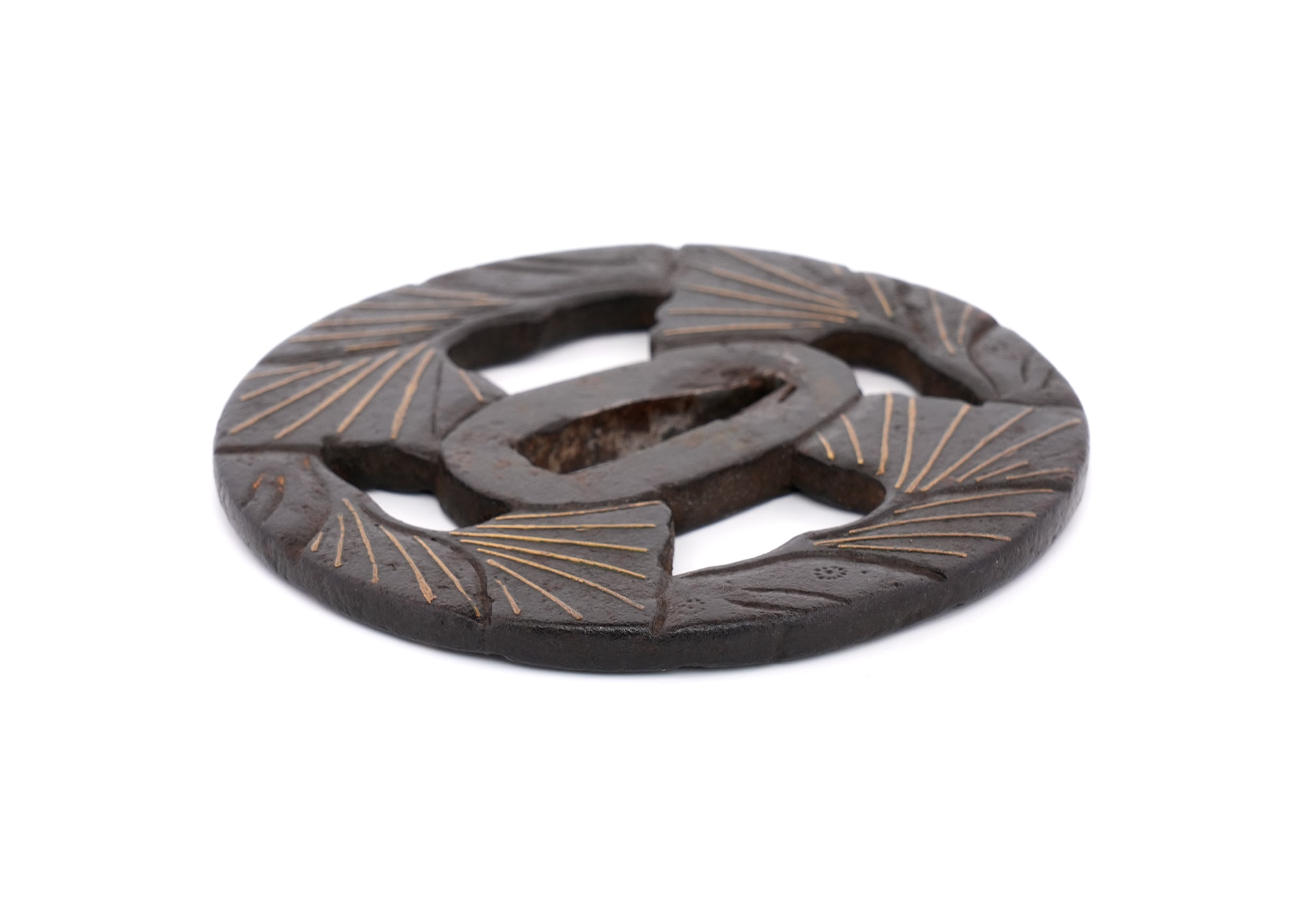 銀杏図鐔 無銘(平安城象嵌)Mumei(Heianjo zogan) 12-1330 - Photo 3