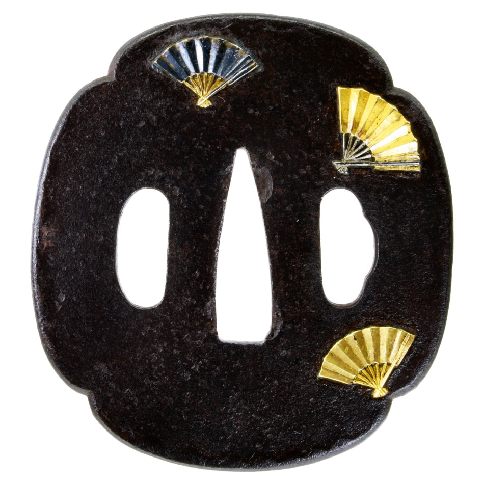 Tsuba [Mito Sensu-chirashi-zu Tsuba][N.B.T.H.K] Hozon Tousougu