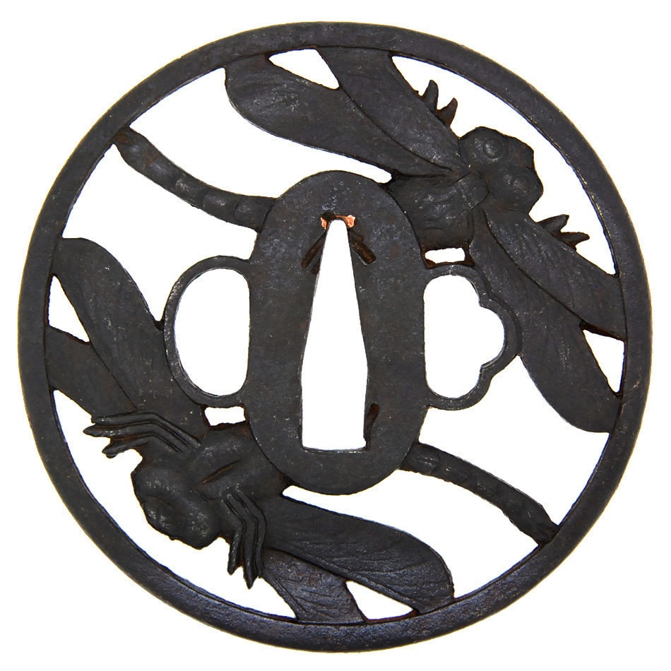 Tsuba [Echizen Nihiki-Kachimushi Sukashi Tsuba][N.B.T.H.K] Hozon Tousougu - Photo 2