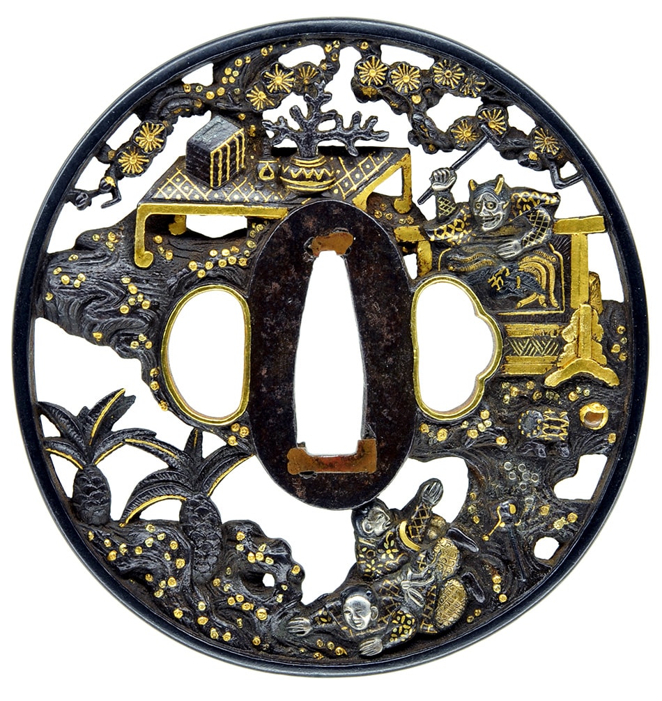 Tsuba [Hiiragi-ya Hannya-Karako-Sukashi Tsuba][N.B.T.H.K]Tokubetsu hozon Tousougu - Photo 2