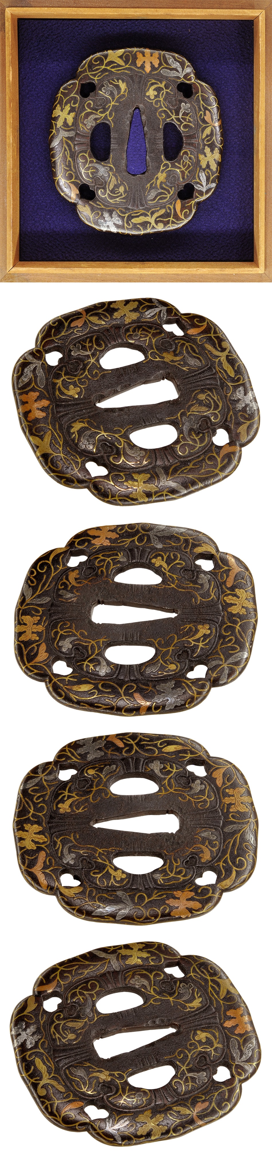 Tsuba [Washida Mitsunaka Kirimon Karakusa-zu Tsuba][N.B.T.H.K] Hozon Tousougu - Photo 4