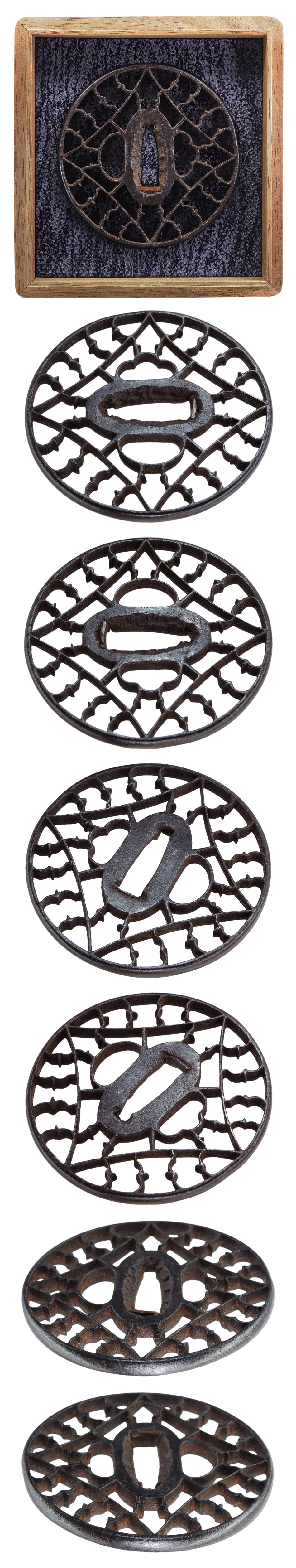 Tsuba [Mumei Kyosukashi Itomaki-Karigane-Sukashi Tsuba][N.B.T.H.K] Hozon Tousougu - Photo 4