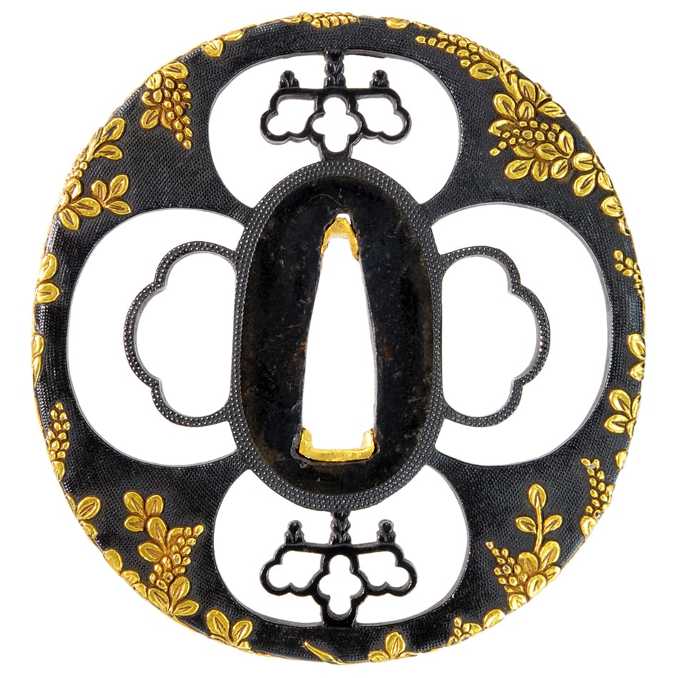 Tsuba [Owari-kinko Tenchi Kirimon-Sukashi Hagi-zu Tsuba][N.B.T.H.K]Tokubetsu Hozon Tousougu - Photo 3