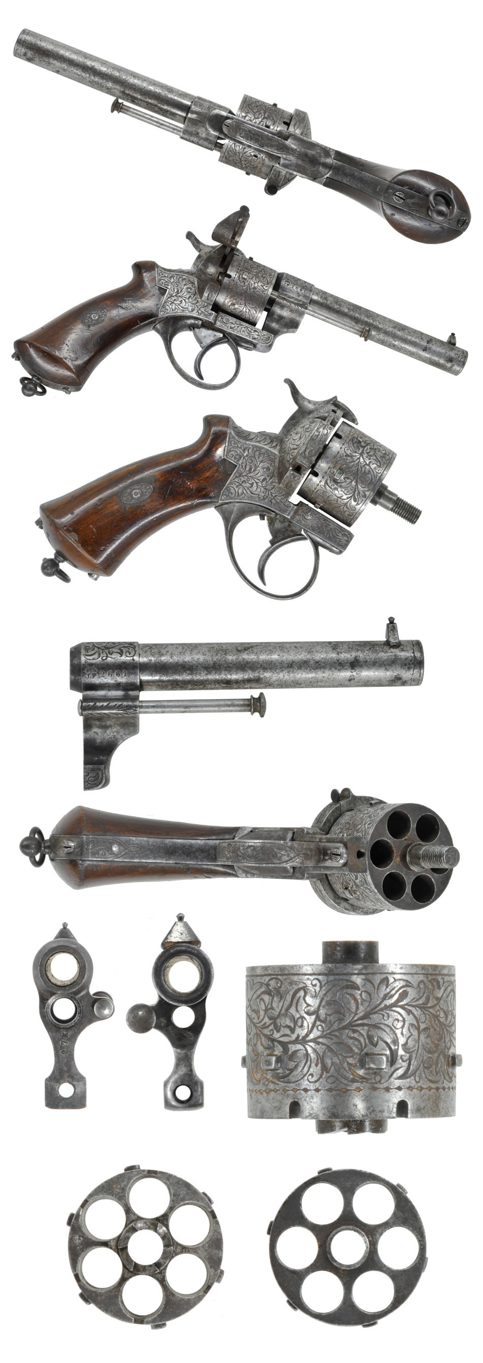 Antique Gun[LeFaucheux 6shot Double Action Pinfire Revolver](Paris. Nummer "LF2661",E.Lefaucheux) - Photo 4