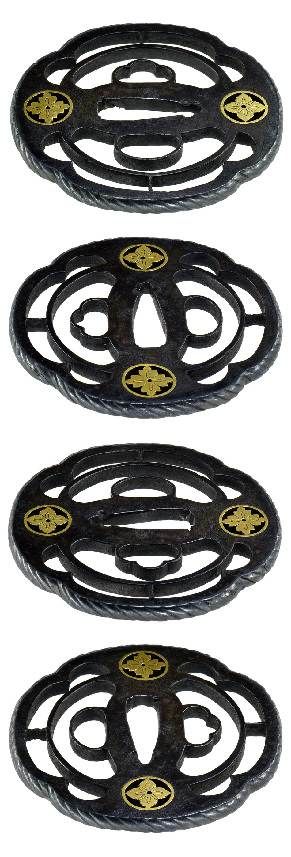 Tsuba[Myochin Tenchi-Hanamon-Sukashi-Tsuba][N.B.T.H.K] Hozon Tousougu - Photo 4