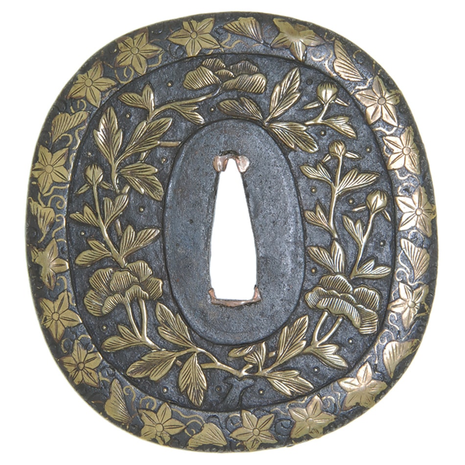 Tsuba [Ounin Botan-zu Tsuba] - Photo 3
