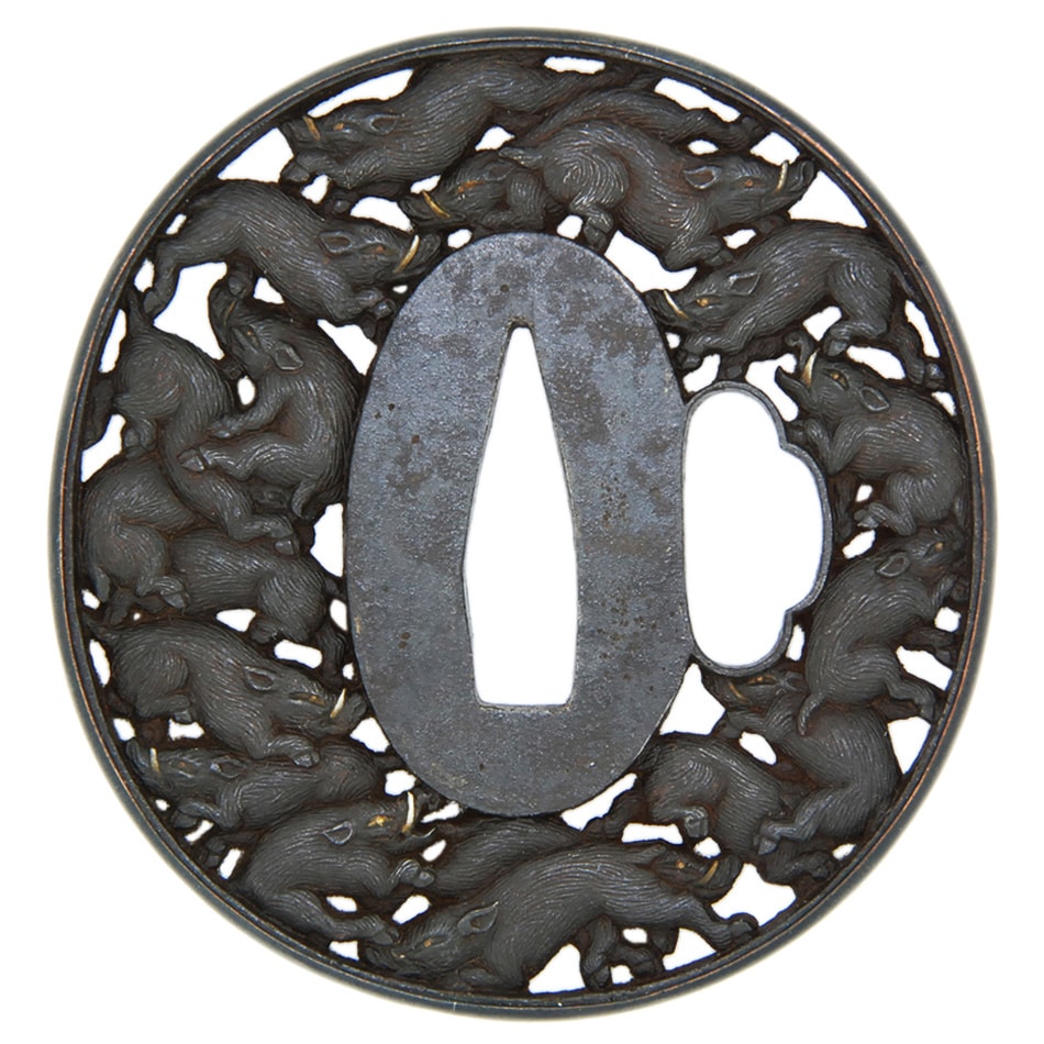 Tsuba [Yagami-ha Mureinoshishi Sukashi Tsuba][N.B.T.H.K] Hozon Tousougu - Photo 2