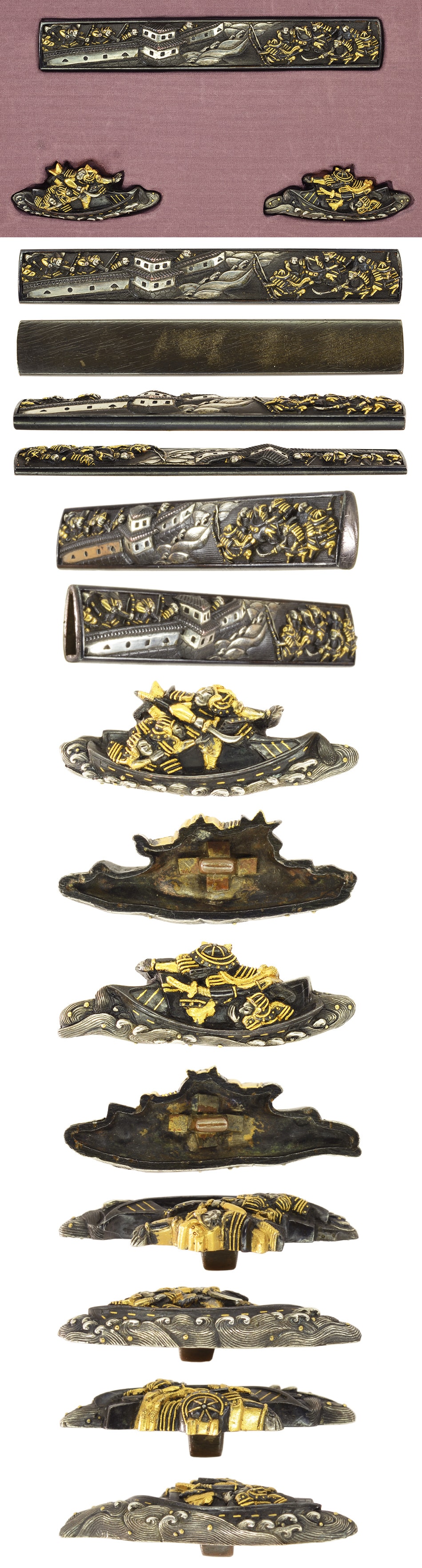 Menuki・Kozuka [Genpei-Kassen-zu] [N.B.T.H.K] Hozon Tosougu - Photo 3