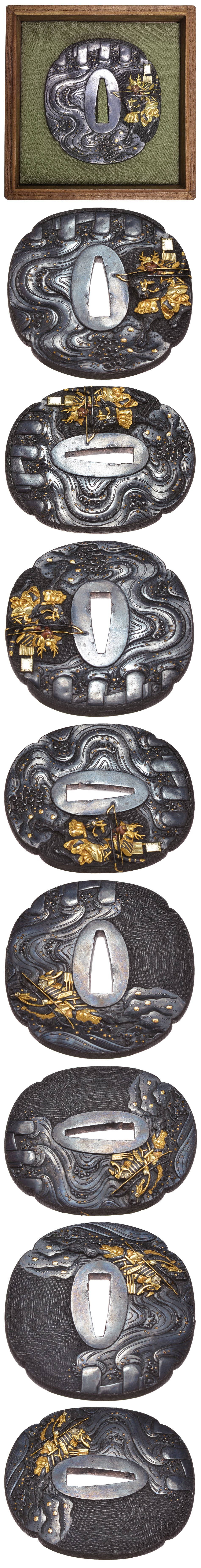 Tsuba [Mito-Tamagawaha Uzikawa-Senjin-Zu-Tsuba][N.B.T.H.K] Hozon Tousougu - Photo 4