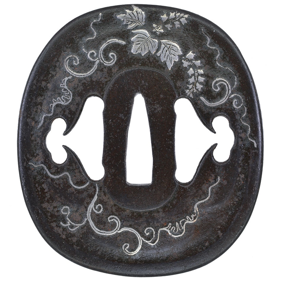 Tsuba [Edo-Higo Hanagiri-Karakusa-Zu-Tsuba][N.B.T.H.K] Hozon Tousougu - Photo 3
