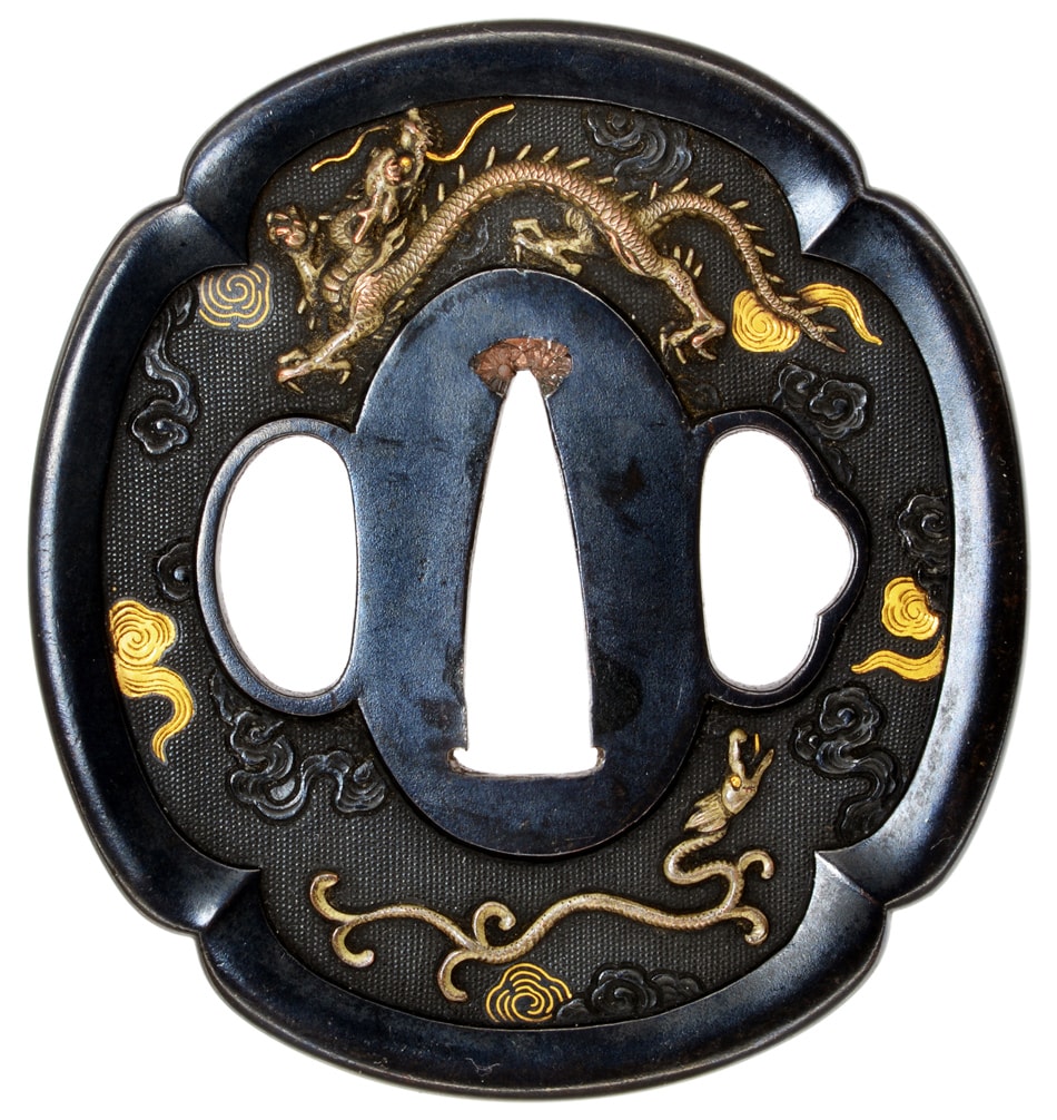 Tsuba [Mumei Ichinomiya-ha Unryu-Zu-Tsuba][N.B.T.H.K] Hozon Tousougu - Photo 2