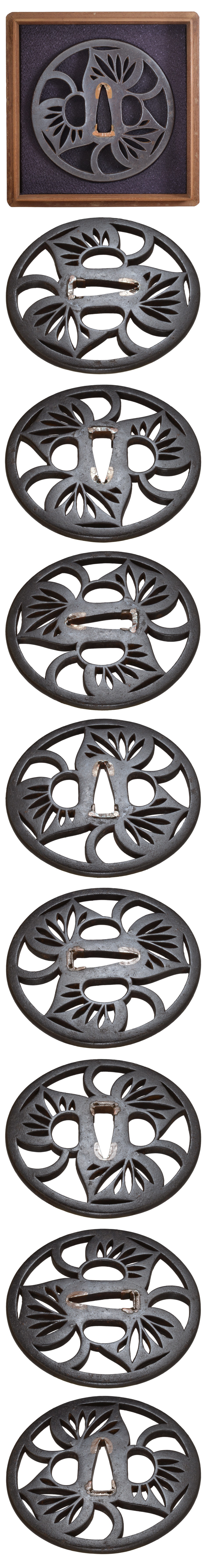 Tsuba [Mumei Suruga Sanmai-Aoiba-Sukashi-Tsuba][N.B.T.H.K] Hozon Tousougu - Photo 4