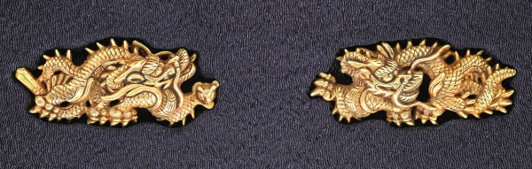 Menuki [Mumei Kyo-kinkou Hairyu-zu Menuki] [N.B.T.H.K]Tokubetsu Hozon Tousougu