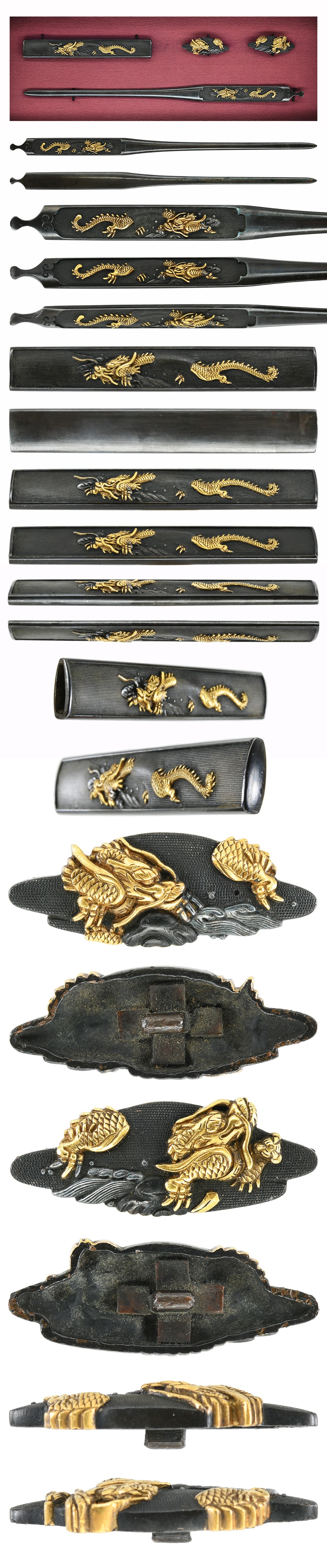 Kozuka Kougai Menuki [Mumei Kyo-kinko Moguriryu-zu] [N.B.T.H.K]Tokubetsu Hozon Tousougu - Photo 3