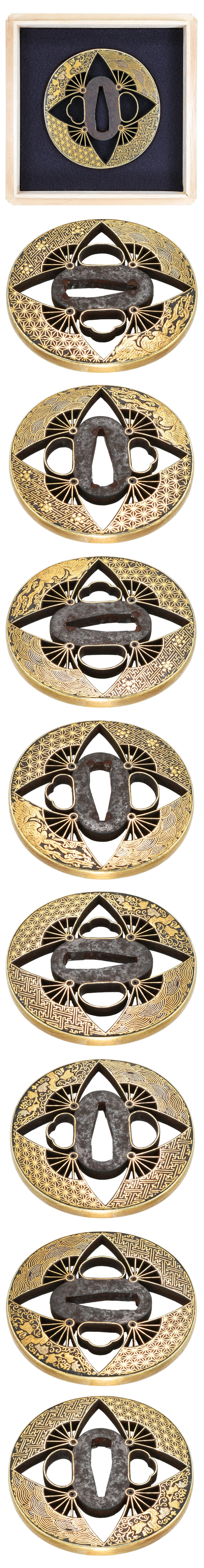 Tsuba [Mumei Kyo-kenjo Shiho-Ogi-Sukashi Tsuba][N.B.T.H.K]Tokubetsu Hozon Tousougu - Photo 4