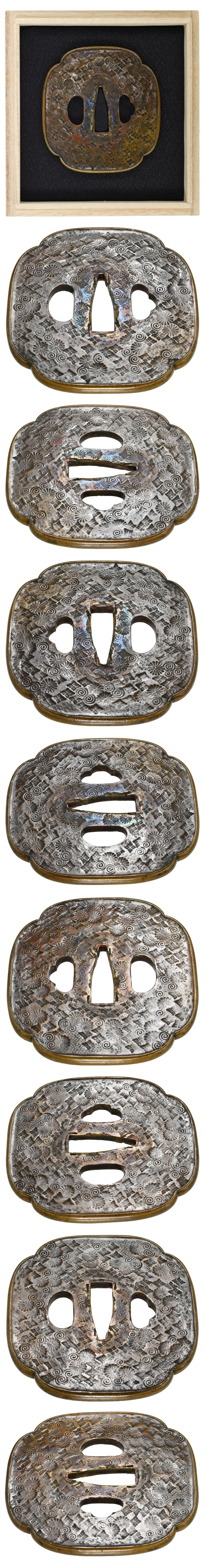 Tsuba [Mumei Kyokinko Kokuin-Chirashi-zu Tsuba][N.B.T.H.K]Hozon Tousougu - Photo 4