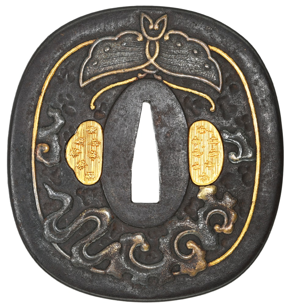 Tsuba [Mumei Edo-Higo Kiku-Kiri-zu Daisyo-Tsuba][N.B.T.H.K] Hozon Tousougu - Photo 5