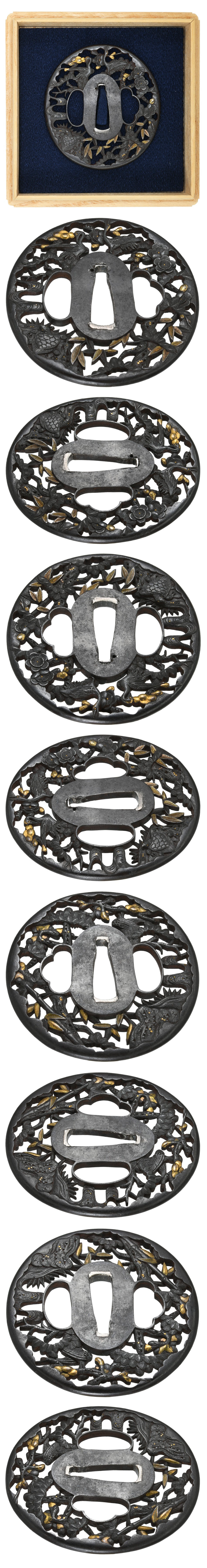 Tsuba [Mumei Busyu Saikannosanyuu-Tsuru-Kame-Sukashi Tsuba][N.B.T.H.K]Hozon Tousougu - Photo 4