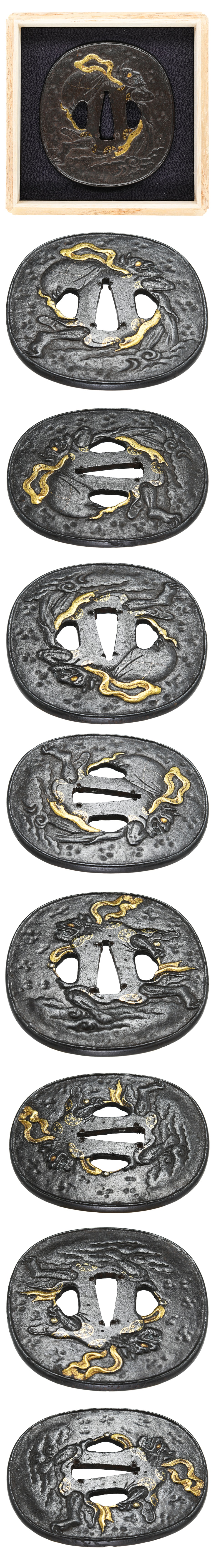 Tsuba [Mumei Toryusai-ha Hujin-Raijin-zu Tsuba][N.B.T.H.K]Tokubetsu Hozon Tousougu - Photo 4