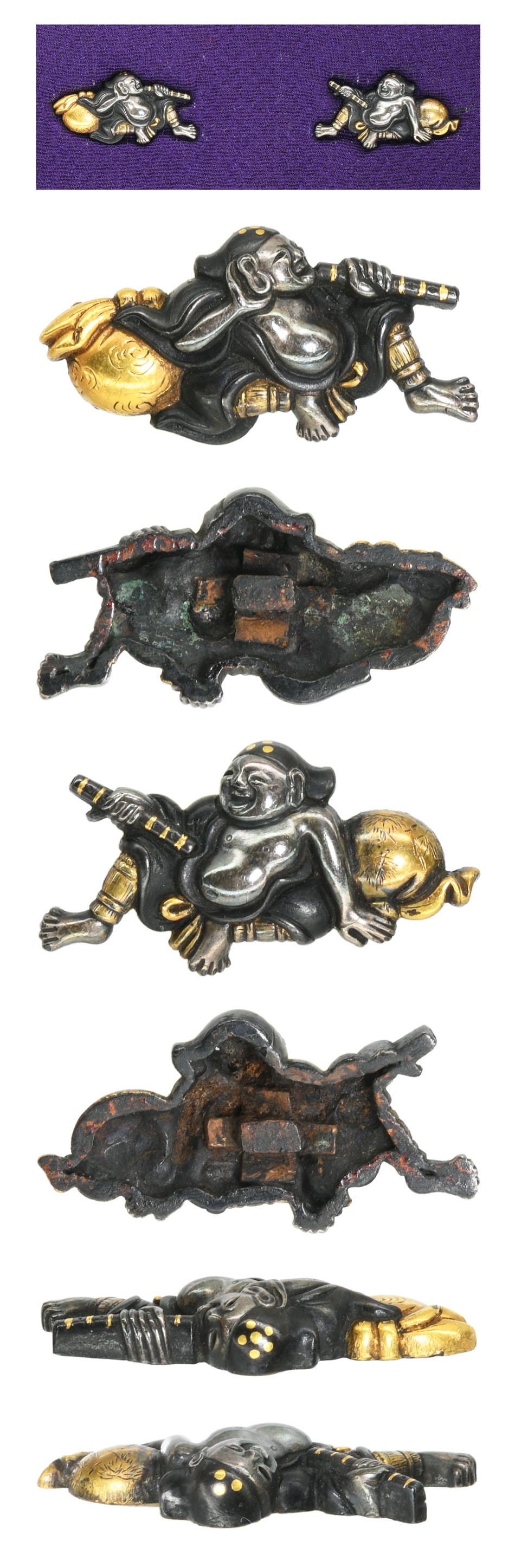 Menuki [Mumei Den-Teijo Hotei-zu] [N.B.T.H.K] Hozon Tousougu - Photo 3