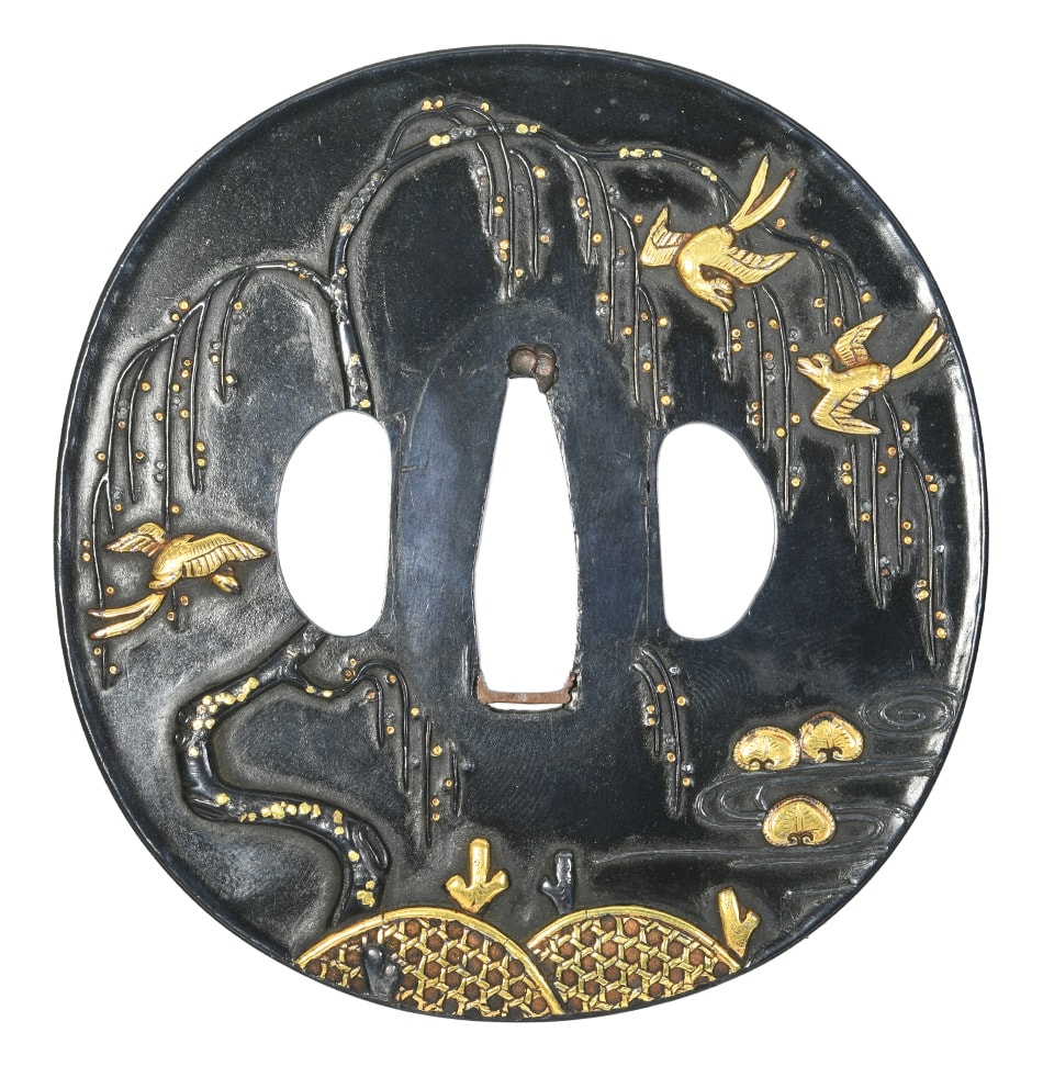Tsuba [Mumei Kaga-Kinkou Ryu-En-Kikka-Karakusa-zu][N.B.T.H.K] Tokubetsu Hozon Tosogu - Photo 2
