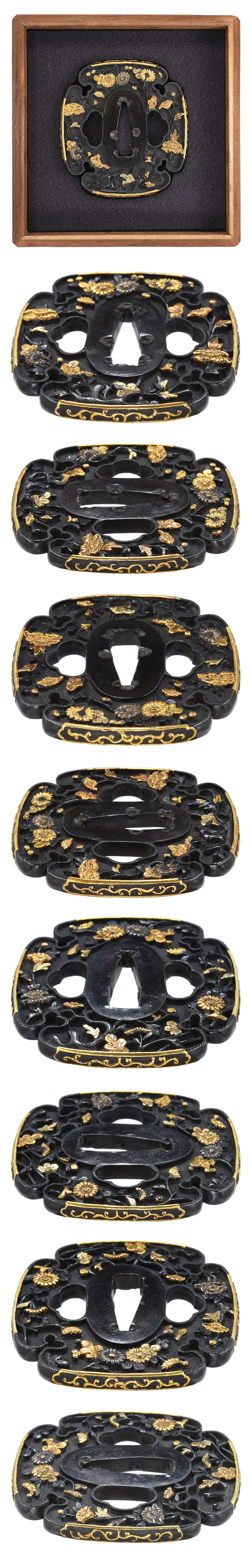 Tsuba [Mumei Ko-mino Kiku-botan-zu-Tsuba][N.B.T.H.K] Tokubetsu Hozon Tosogu - Photo 4