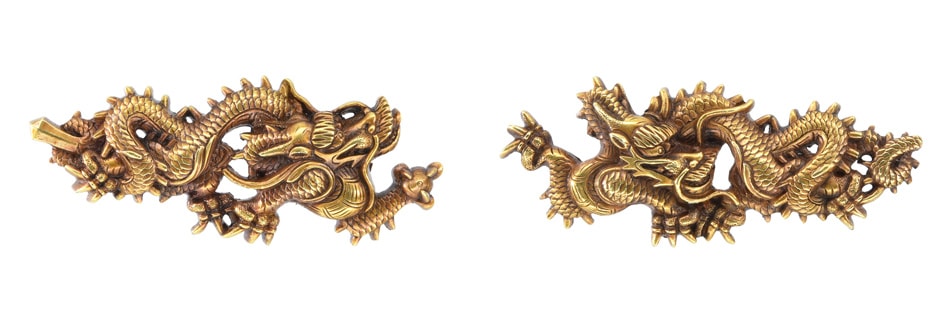 Menuki [Mumei Kyokinko Hairyu-zu Menuki] [N.B.T.H.K]Hozon Tosogu - Photo 2