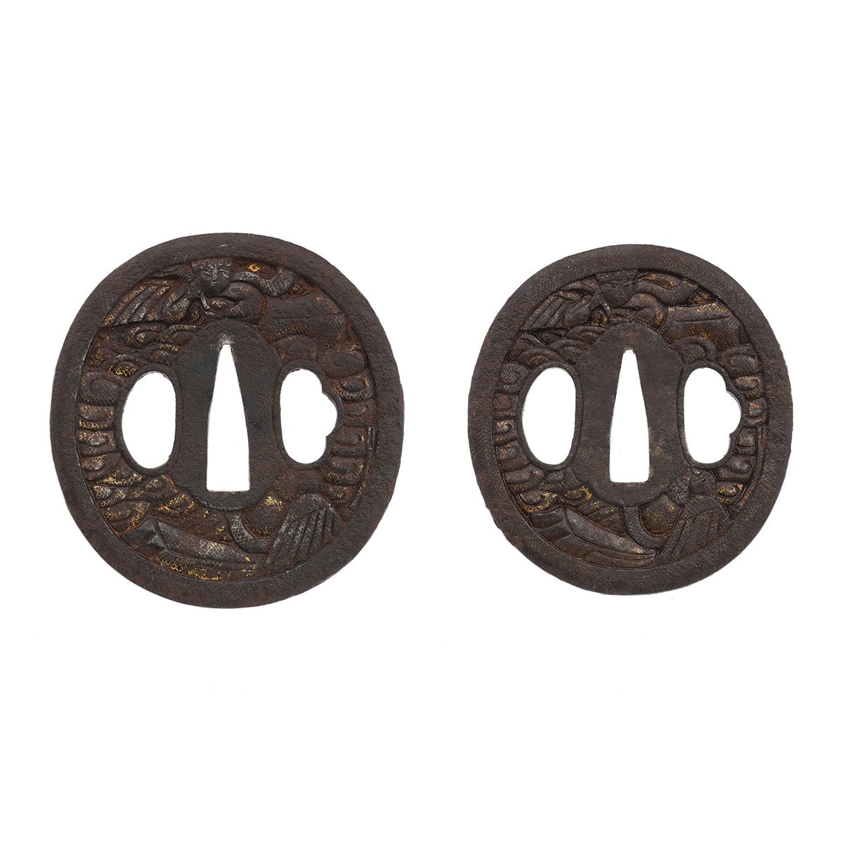 図柄不詳大小鐔 無銘 -Mumei- 12-1429