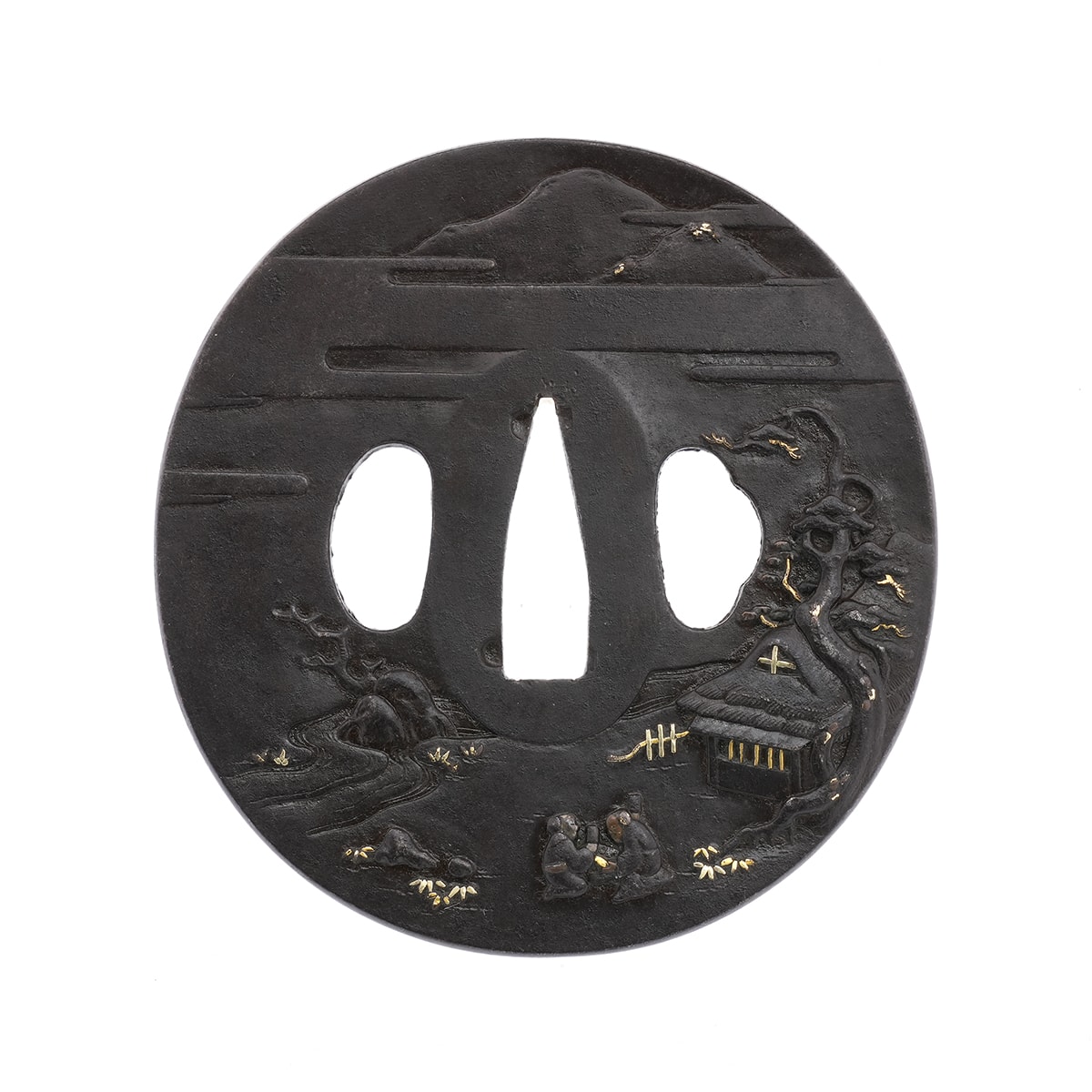 田舎風景図鐔 無銘 -Mumei- 12-1445