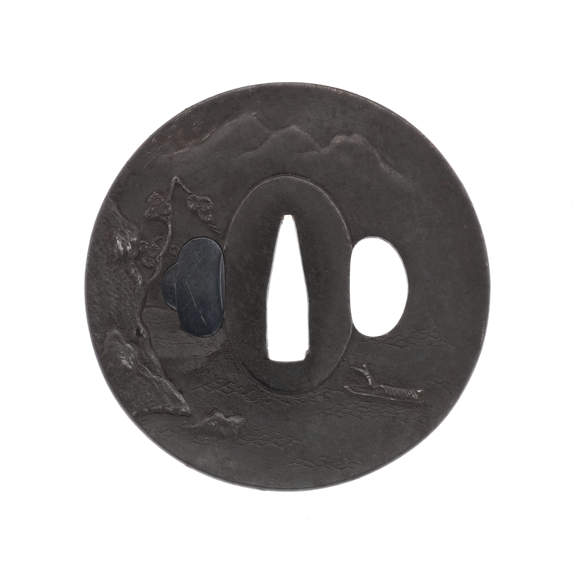 山水風景図鐔 長州萩住八道友峻 -Choshu Hagi Yaji Tomotaka- 12-1447 - Photo 3